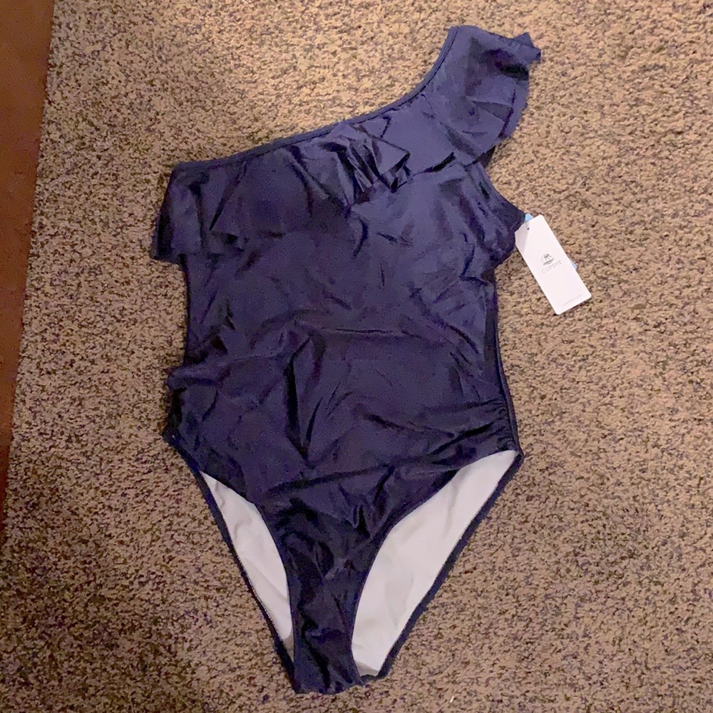 CUPSHE one-piece off the shoulder swim suit.
